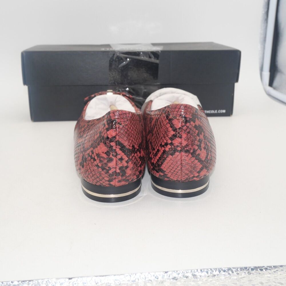 NEW Kenneth Cole Balance Ballet leather Flats Women's 9 Salmon Black Snakeskin - Picture 6 of 9
